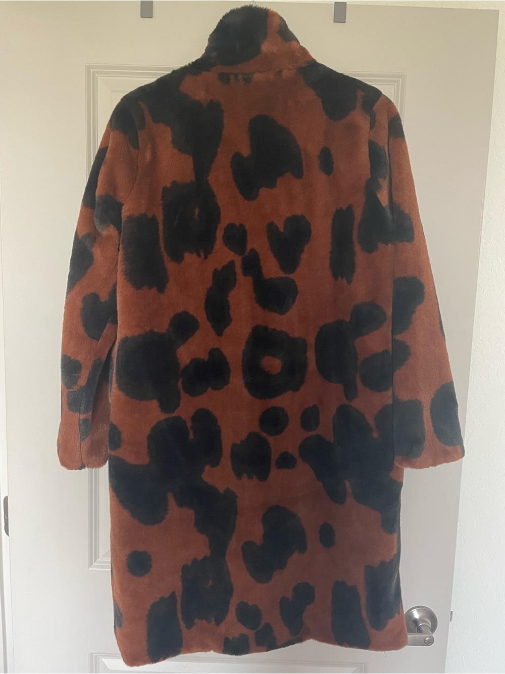 Stoosh Cowhide Leopard Print Faux Fur Mid-Length Coat Jacket - Medium - Picture 5 of 9